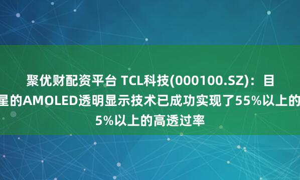 聚优财配资平台 TCL科技(000100.SZ)：目前TCL华星的AMOLED透明显示技术已成功实现了55%以上的高透过率