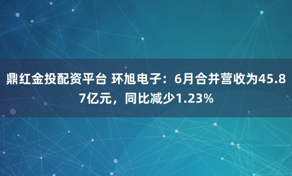 鼎红金投配资平台 环旭电子：6月合并营收为45.87亿元，同比减少1.23%